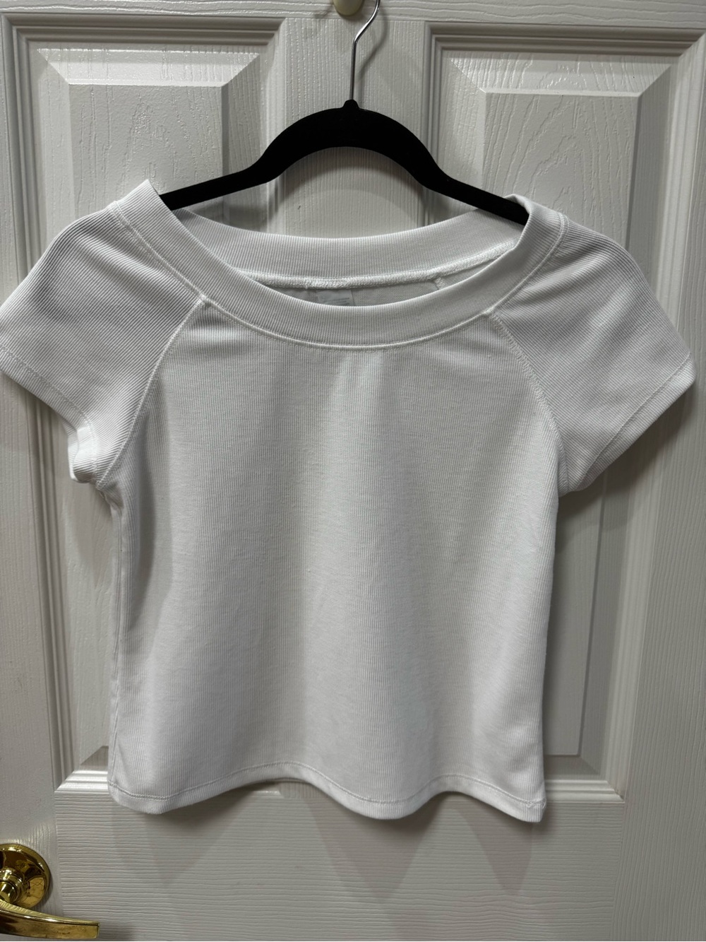 Women's White Crop Top with Wide Neckline
